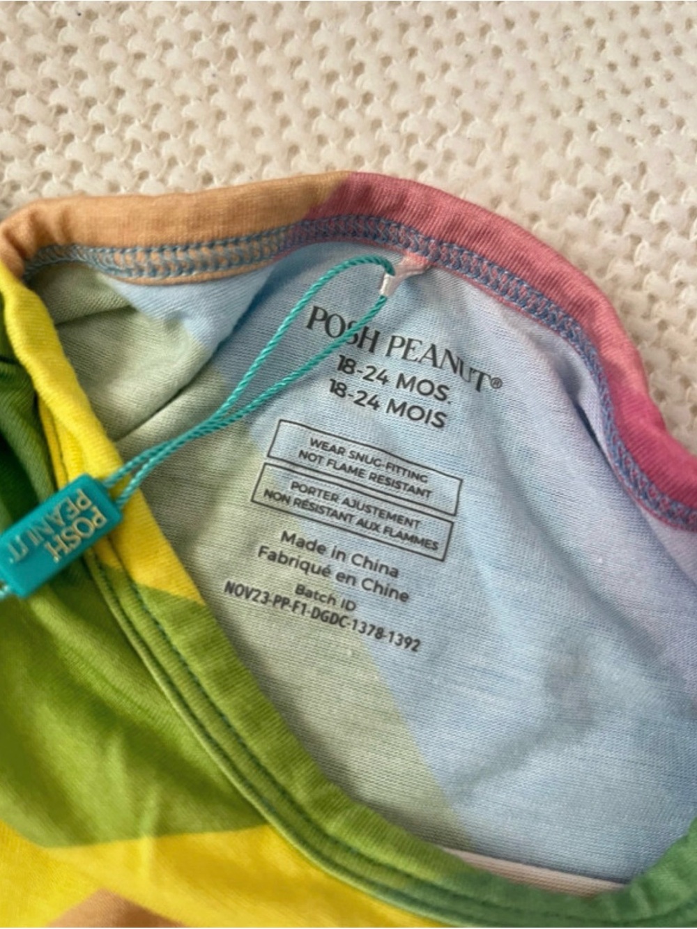 Posh Peanut Rainbow Bamboo Pajamas 18-24M One Piece Romper - Picture 4 of 6